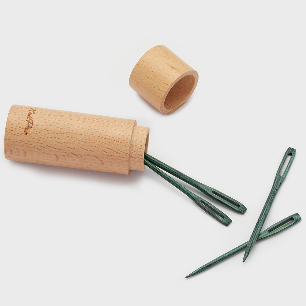 Teal Wooden Darning Needle Container